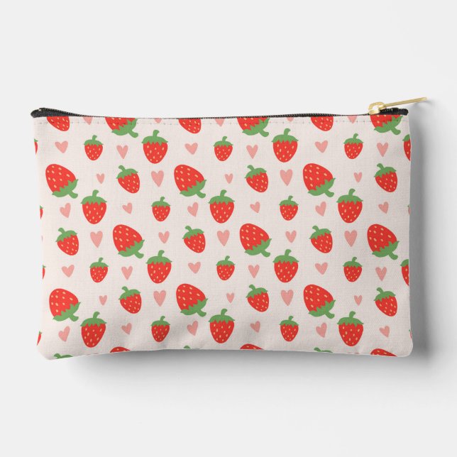 Pochette À Accessoires Poussée d'accessoires de fraises et de coeurs (Verso)