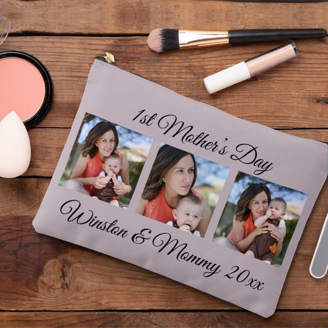 Pochette À Accessoires Première Fête des Mères Photos et textes personnal (Créateur téléchargé)