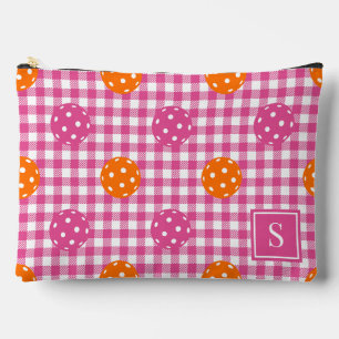 Pochette À Accessoires Préparation Pickleball Gingham Rose Orange Monogra