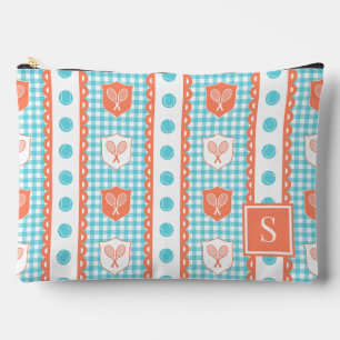 Pochette À Accessoires Préparatoire Tennis Crête Gingham - Corail & Turqu
