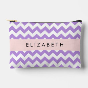 Pochette À Accessoires Purple Zigzag, Purple Chevron, Votre Nom