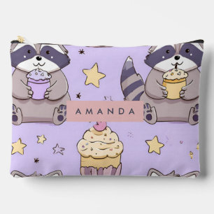 Pochette À Accessoires Raccoons Kawaii personnalisés avec Motif Cupcakes
