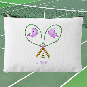 Pochette À Accessoires Raquettes de tennis rose personnalisées avec couve