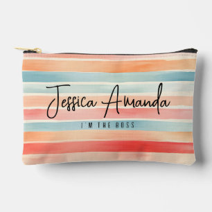 Pochette À Accessoires Rayure colorée aquarelle lumineuse personnalisée