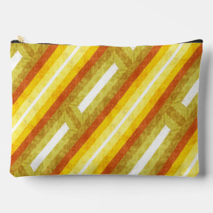Pochette À Accessoires Rayures diagonales rétro en jaune et orange