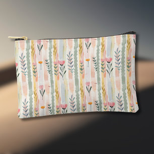 Pochette À Accessoires Rayures Florales Aquarelle Pastel Vintage