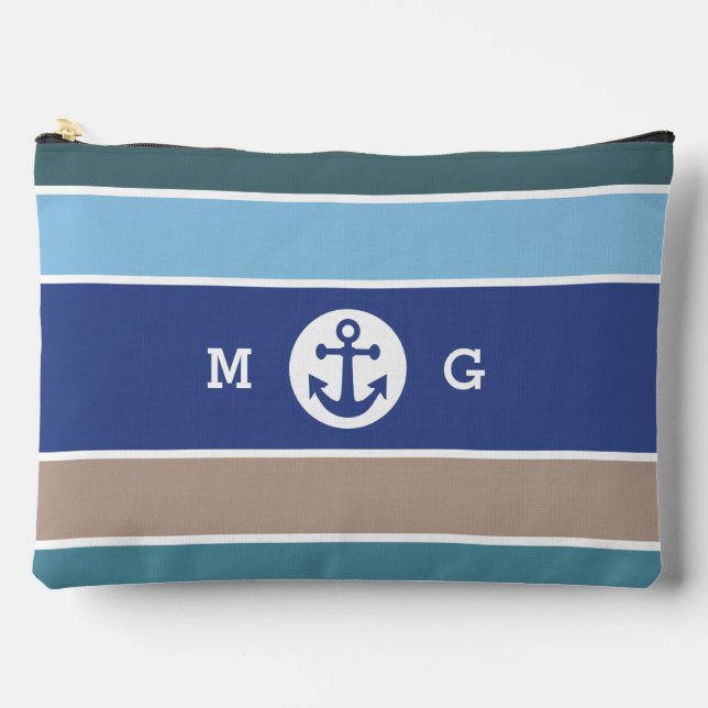 Pochette À Accessoires Rayures marines monographiques personnalisées (Recto)