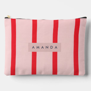 Pochette À Accessoires Rayures pastel personnalisées avec accent floral