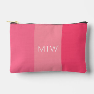 Pochette À Accessoires Rayures roses simples avec monogramme ou initiales