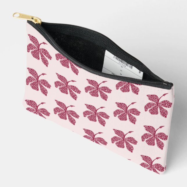 Pochette À Accessoires Red Hibiscus Floral Pattern Print Cut Sew Bag (Ouvrir)