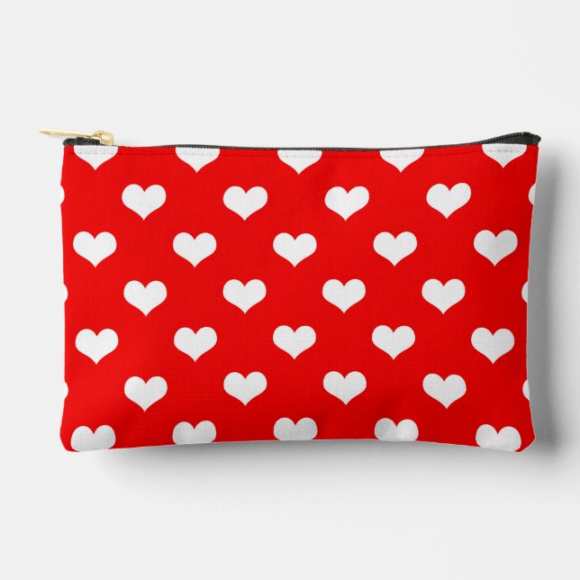 Pochette À Accessoires Red White Love Heart Motif Design (Recto)