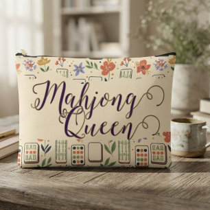 Pochette À Accessoires Reine de Mahjong botanique ivoire fantaisiste