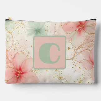 Pochette À Accessoires Ressort Aquarelle Florale Jardin Monogramme