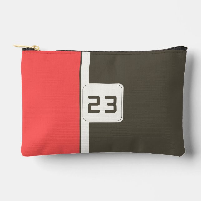 Pochette À Accessoires Retro Brown Red Racing Vertical Stripes (Recto)