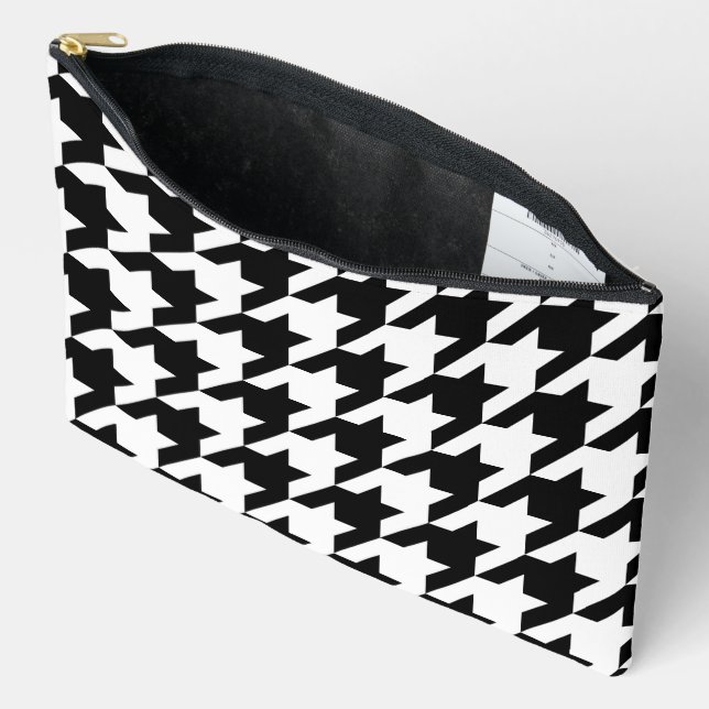 Pochette À Accessoires Retro Moderne Noir Blanc Tissage des dents (Ouvrir)