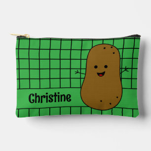 Pochette À Accessoires Rétro, Pomme de terre Brown, Vert Personnalisé