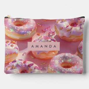 Pochette À Accessoires Rêve de Donut Rose Pailleté Pastel Personnalisé