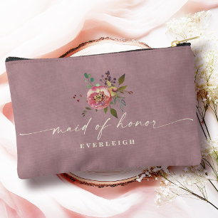 Pochette À Accessoires Robes de demoiselle d'honneur florales rose poussi