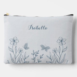 Pochette À Accessoires Romantique élégant bleu foncé floral