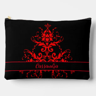 Pochette À Accessoires Romantique, Élégant Vintage Rouge Damas