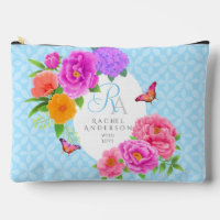 Romantique Monogramme Peonies Jardin Bleu