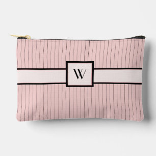 Pochette À Accessoires Rose avec rayures noires fines