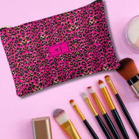 Rose chaud et Empreinte de léopard noir Monogrammé