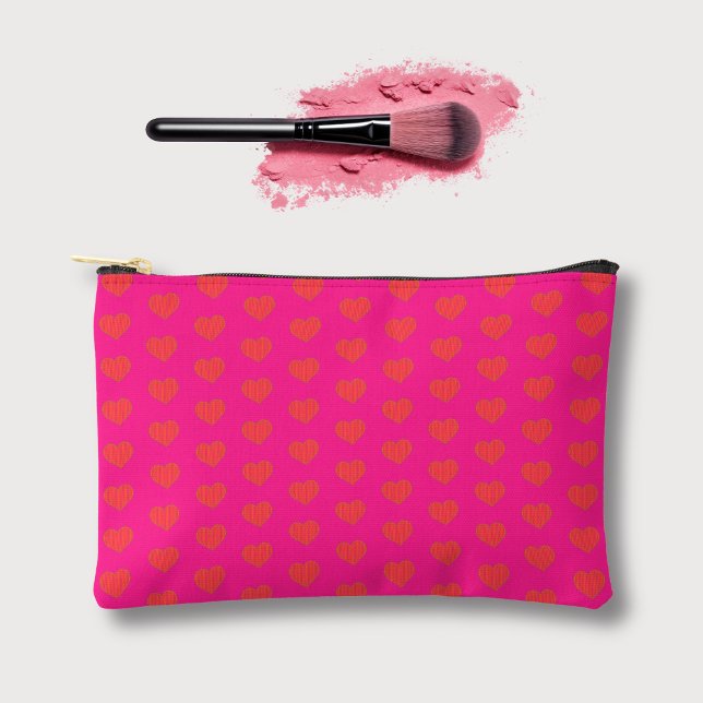 Pochette À Accessoires Rose chaud tendance et beau Motif de coeur (Créateur téléchargé)