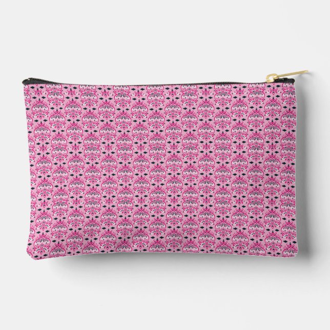 Pochette À Accessoires rose et noir damassé (Verso)