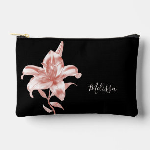 Pochette À Accessoires Rose Gold Lily Black Votre nom