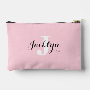 Pochette À Accessoires Rose Pâle Élégant Nom Personnalisé 