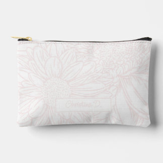 Pochette À Accessoires Rose Pâle sur Chrysanthèmes Blancs avec Photo