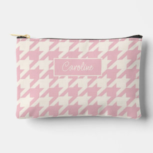 Pochette À Accessoires Rose Poussiéreuse Élégante Motif Pied-de-Poule Ros