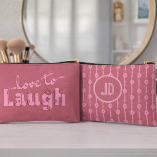 Pochette À Accessoires Rose Poussiéreux Rose Texte Grand Avec Fleurs