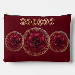Pochette À Accessoires Rose rouge gothique et personnalisé or