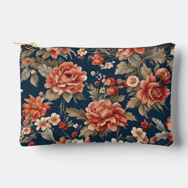 Pochette À Accessoires Roses, Feuilles et fleurs rétro (Recto)