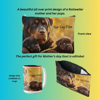 Pochette À Accessoires Rottweiler et chiots, Best Dog Mom