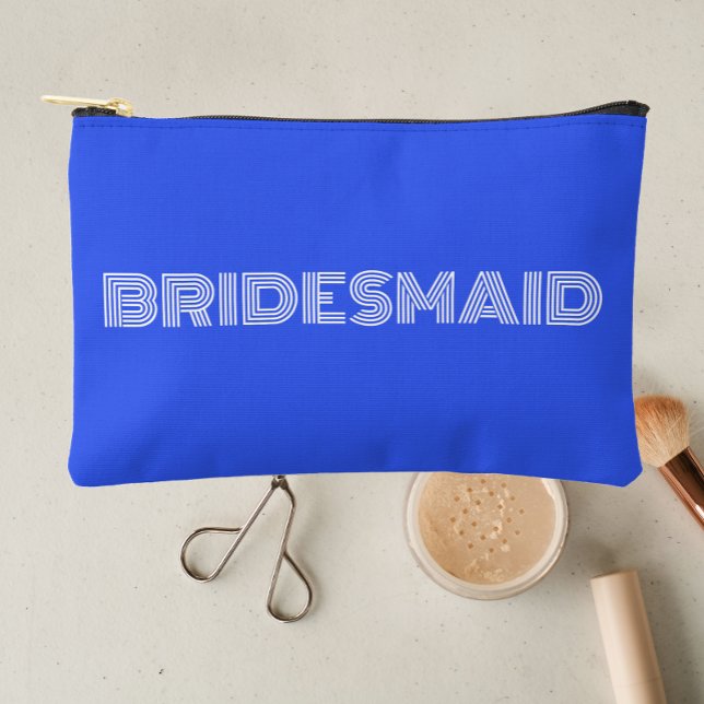 Pochette À Accessoires Royal Blue Modern Typographie Bridesmaid (In Situ Makeup)
