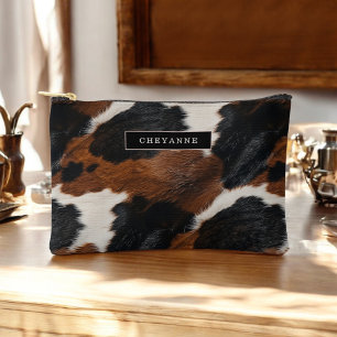 Pochette À Accessoires Rustique Motif de la vache blanche de l'Ouest avec