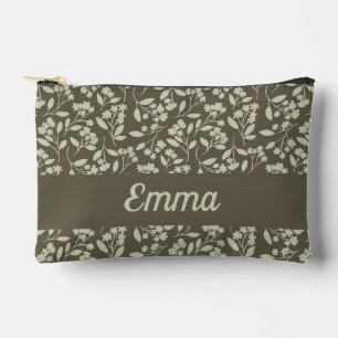 Pochette À Accessoires Sage Vert Botanique Fleurs Élégantes