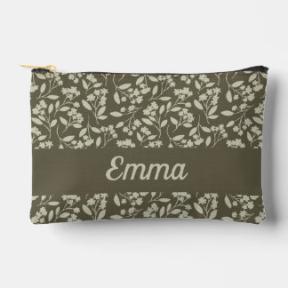 Pochette À Accessoires Sage Vert Botanique Fleurs Élégantes