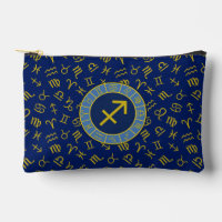 Sagittaire Zodiac+Astrologie Symboles Ptn Gld+Blue