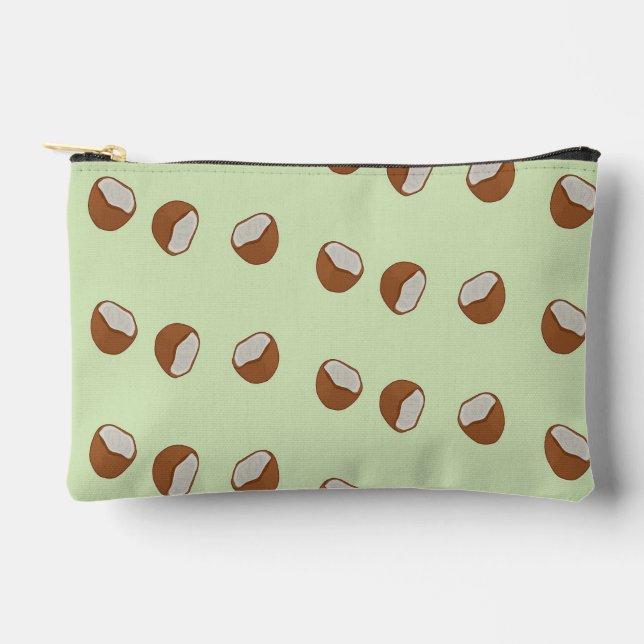 Pochette À Accessoires Salles de noix de coco motif sur vert (Recto)