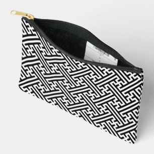 Pochette À Accessoires Sayagata motif, japonais, noir et blanc