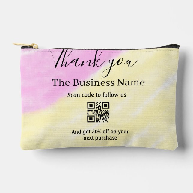 Pochette À Accessoires Scan QR to follow us thank you discount code pink  (Recto)