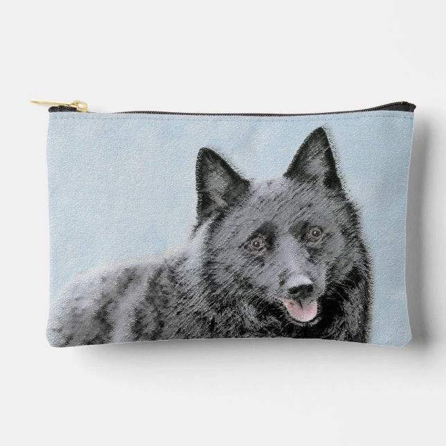 Pochette À Accessoires Schipperke Peinture Black Cute Original Chien Art (Recto)