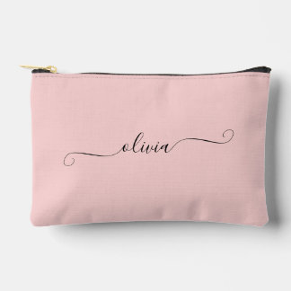 Pochette À Accessoires Script chic moderne rose vif Personnalisé