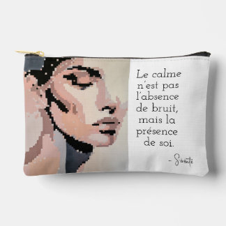 Pochette À Accessoires Sérénité Portrait Moderne Neutre Pixel Art