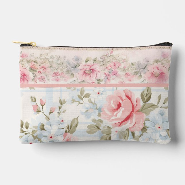 Pochette À Accessoires Shabby chic motif floral rose (Recto)