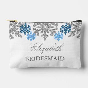 Pochette À Accessoires Silver Blue Snowflakes Mariage d'hiver